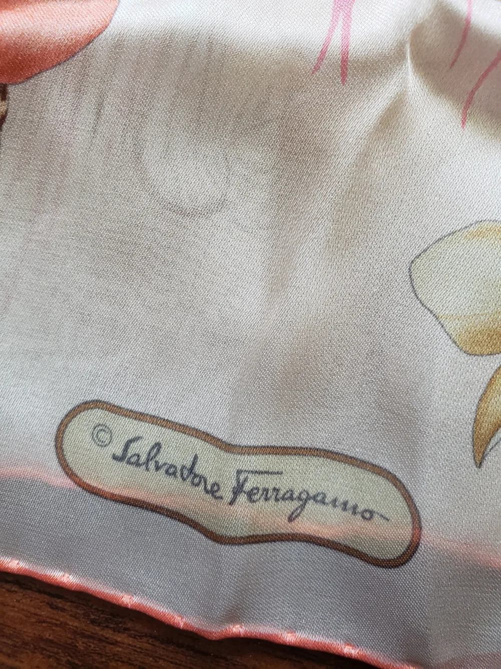 Salvatore Ferragamo 100% Silk Scarf Quiet Luxury Floral Leopard 16x60 In